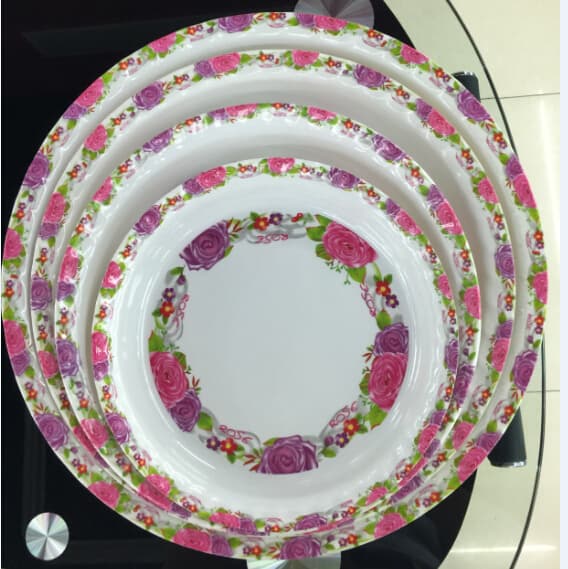 Melamine round fruit plates, 12, 14, 16, 18‑inch round fruit plates, melamine tableware, porcelain‑like tableware